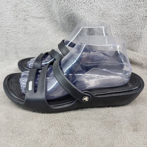 Crocs Shoes Womens Size 10 Black Synthetic Slip On Sandals - Picture 1 of 10